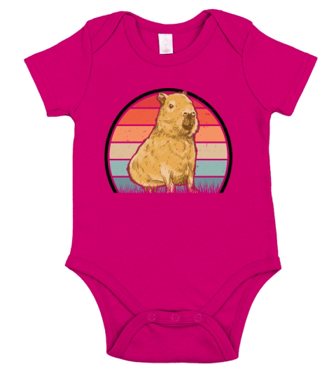 Capybara Retro Vintage Short Sleeve Baby One-Piece