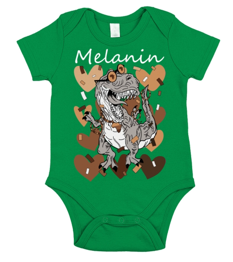 Melanin Dinosaur Black History Month Melanin T Rex Short Sleeve Baby One-Piece