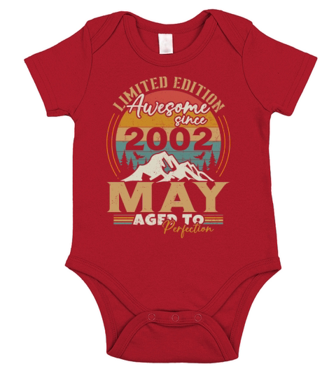 Vintage Born In May 2002 Birthday Gift Short Sleeve Baby One-Piece