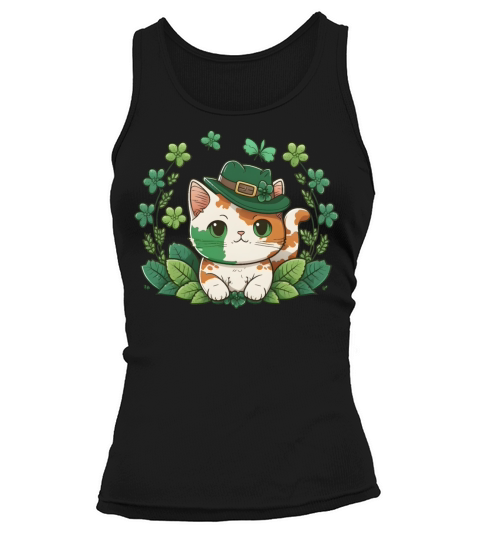 Kawaii Cat Leprechaun Funny St Patricks Day Tank top Woman