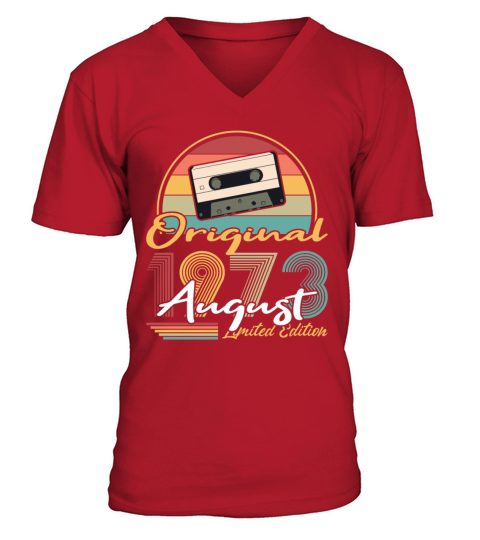 50th birthday august 1973 original 1973 V-Neck T-shirt