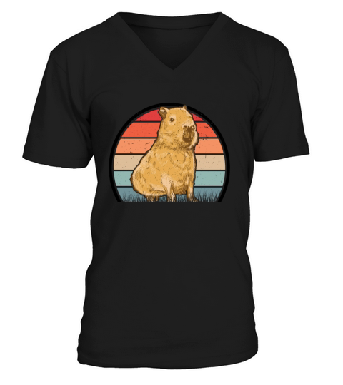 Capybara Retro Vintage V-Neck T-shirt