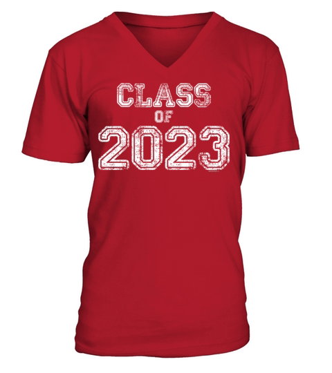 Class Of 2023 Senior 2023 Graduation Vintage Schoo V-Neck T-shirt