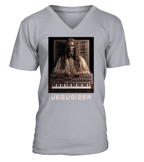 Jesusizer Vintage Jesus Synthesizer Analog Synth V-Neck T-shirt