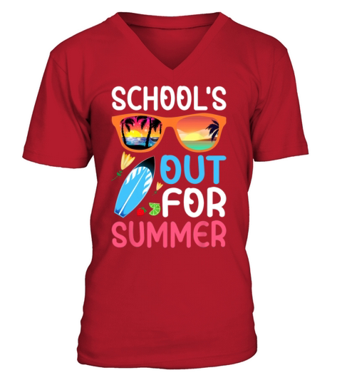 Retro Last Day of Schools Out For Summer Teacher V-Neck T-shirt