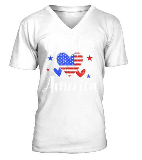 Vintage God Bless America 4th Of July V-Neck T-shirt