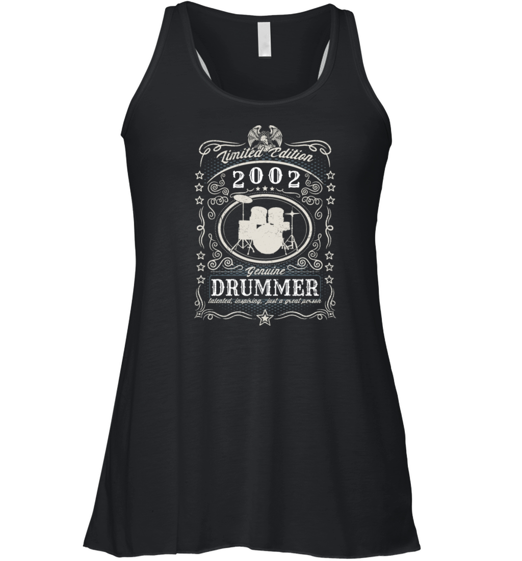 Vintage 2002 Drummer Birthday Gift Percussionist Women's Flowy Tank Top