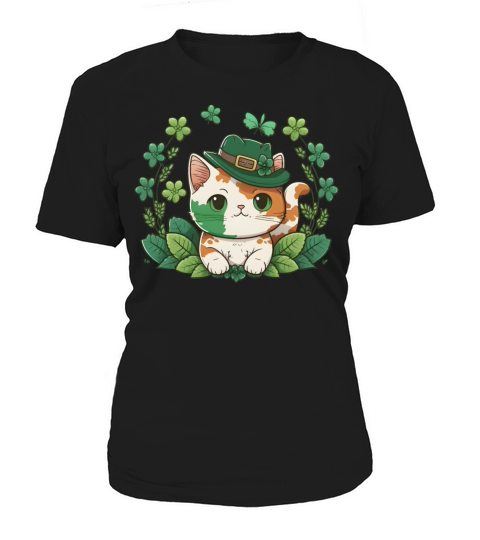Kawaii Cat Leprechaun Funny St Patricks Day Women's T-Shirt