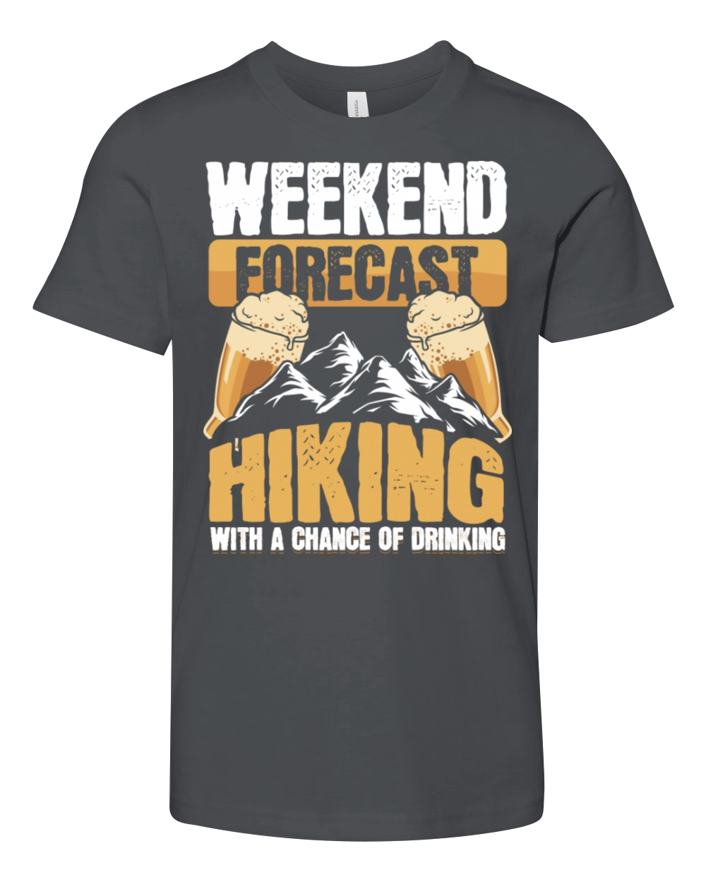 Funny Hiker Weekend Forecast Hiking Beer Drinking Youth Unisex Jersey Tee