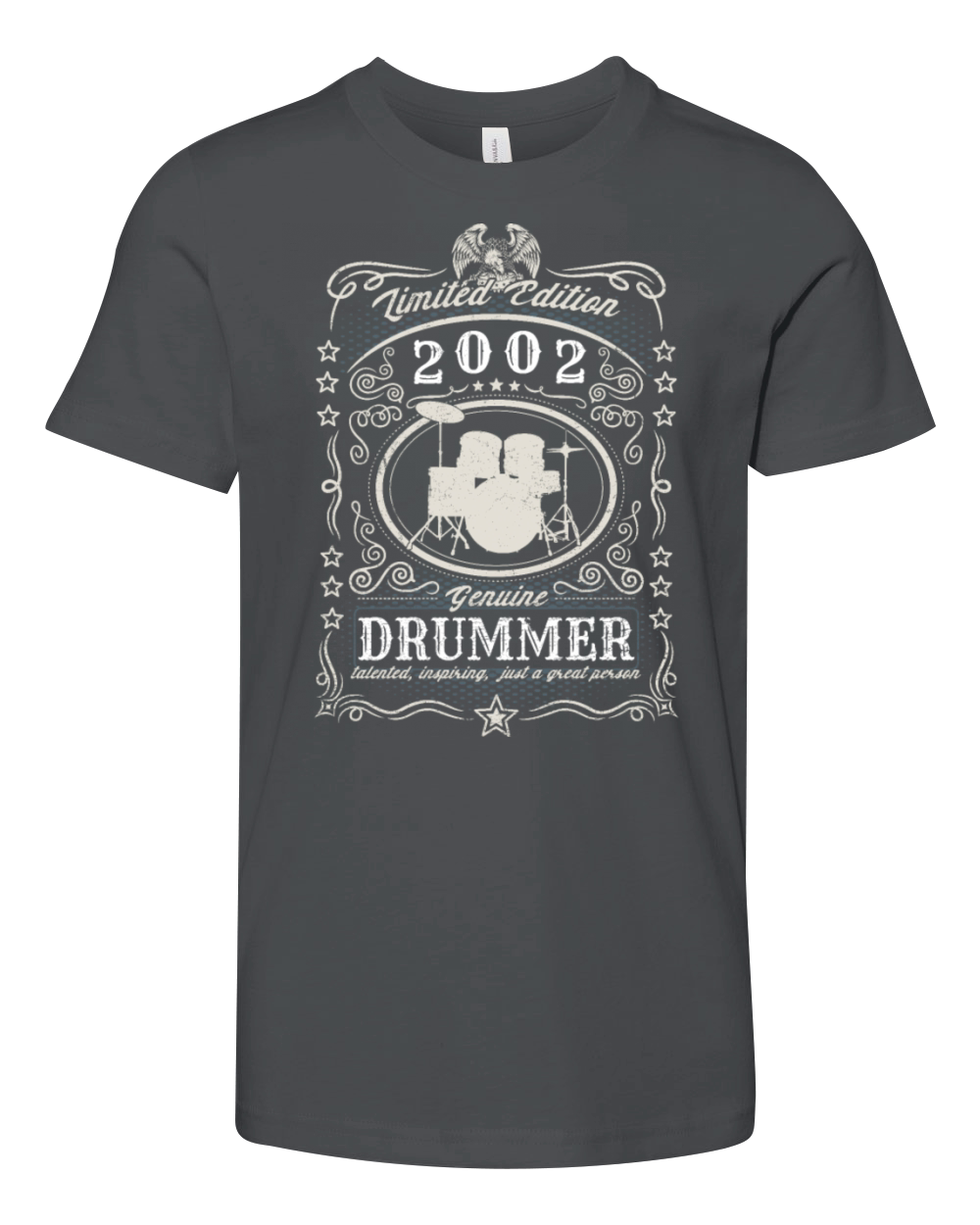 Vintage 2002 Drummer Birthday Gift Percussionist Youth Unisex Jersey Tee