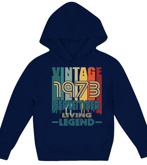 50th birthday september 1973 vintage 1973 Kids Hoodie