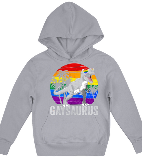 Gay Pride Rainbow Flag Dinosaur Trex LGBTQ Kids Hoodie