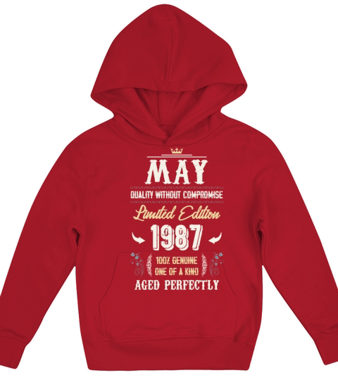 May 1987 Vintage Birthday Present Kids Hoodie
