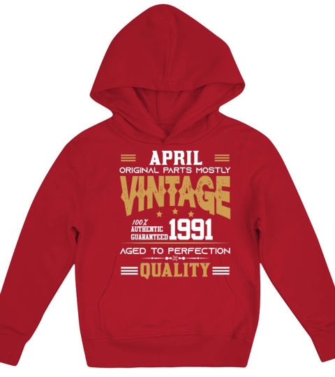 Vintage Aged To Perfection April 1991 Kids Hoodie
