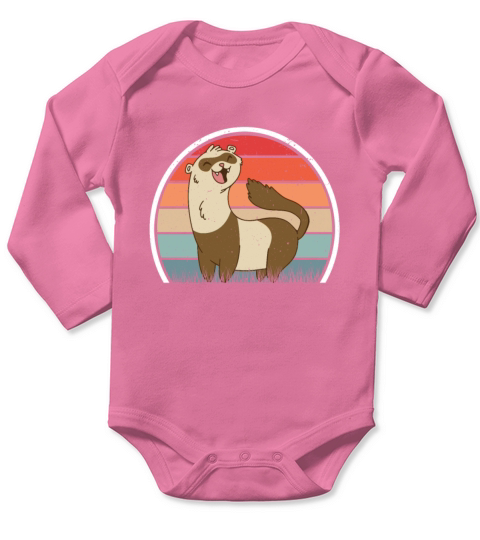 Ferret Retro Weasel Vintage Long Sleeve Baby One-Piece