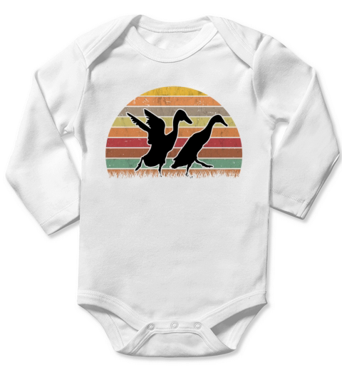 Indian Runner Duck Retro Bottle Vintage Long Sleeve Baby One-Piece