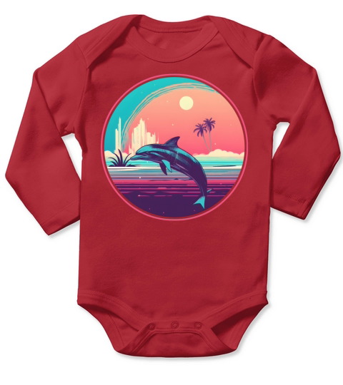 Vintage Dolphin Lovers Long Sleeve Baby One-Piece