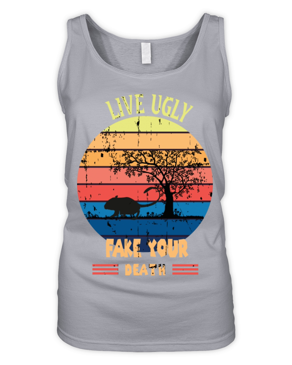 Funny Ugly Cat Vintage Live Ugly Fake Your Death Organic Women's Tank Top