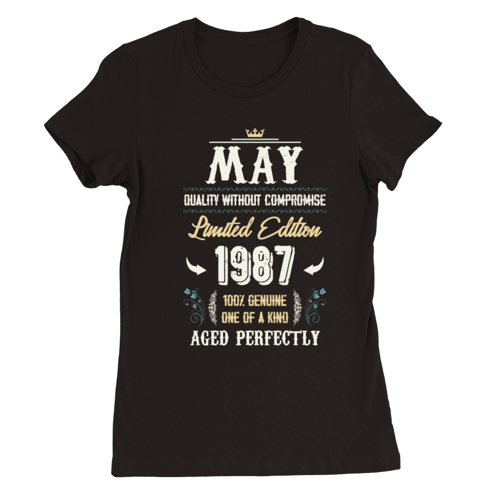 May 1987 Vintage Birthday Present Premium Womens Crewneck T-shirt