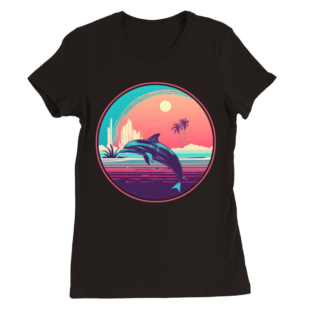 Vintage Dolphin Lovers Premium Womens Crewneck T-shirt