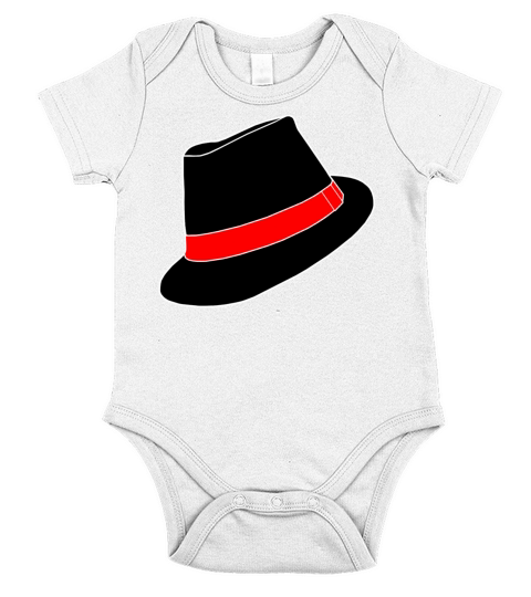 Classic Black Fedora Hat Short Sleeve Baby One-Piece