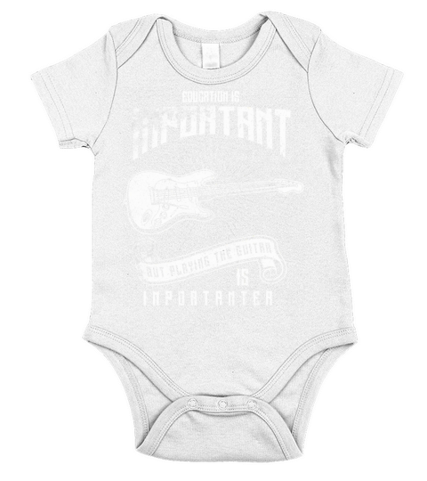 Education Is Important Playing Guitar Importanter Short Sleeve Baby One-Piece