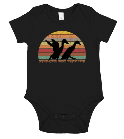 Indian Runner Duck Retro Bottle Vintage Short Sleeve Baby One-Piece