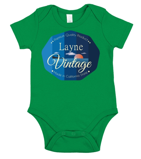 Layne First Name Vintage Blue Short Sleeve Baby One-Piece