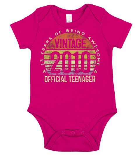 Vintage 2010 Official Teenager 13th Birthday Gifts Short Sleeve Baby One-Piece