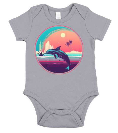 Vintage Dolphin Lovers Short Sleeve Baby One-Piece