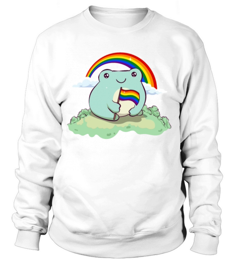Gay Pride Rainbow Flag Cute Frog Subtle LGBTQ Sweatshirt Unisex