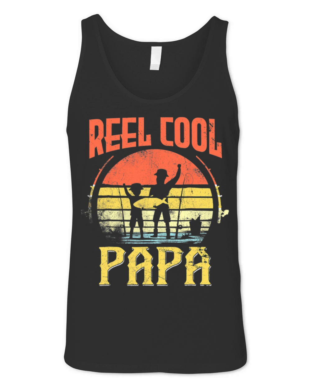 Vintage Reel Cool Papa Fishing Fisherman Father Unisex Jersey Tank