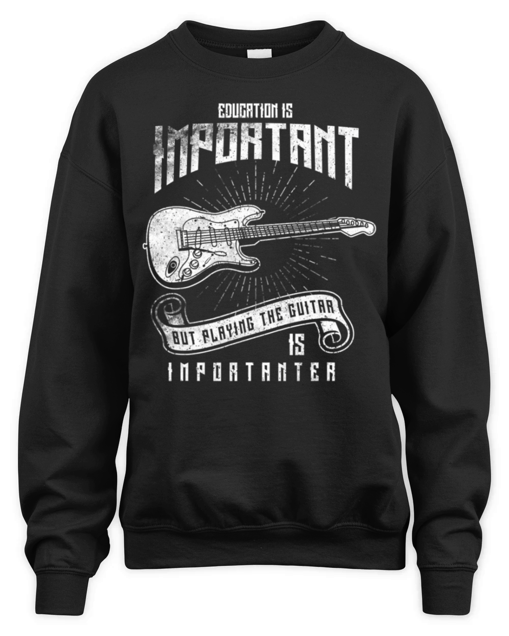 Education Is Important Playing Guitar Importanter Unisex Premium Crewneck Sweatshirt