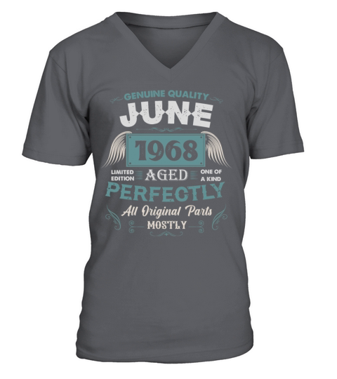 June 1968 Vintage Birthday Present V-Neck T-shirt