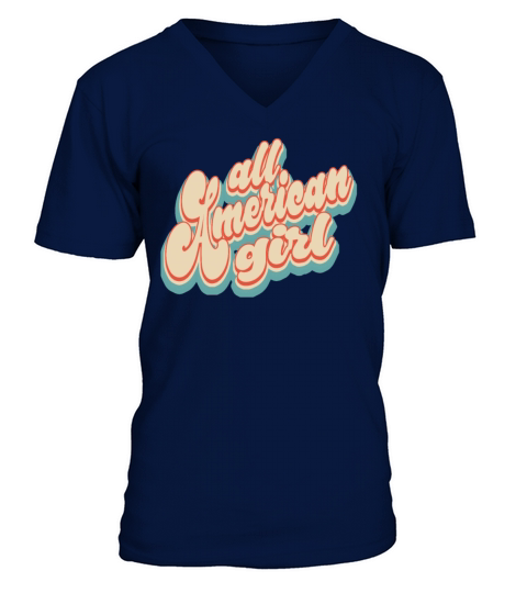 Vintage Classic All American Girl 4th of July V-Neck T-shirt