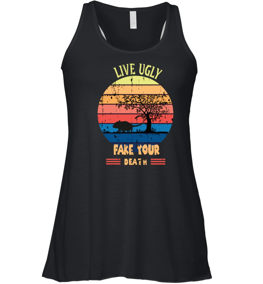 Funny Ugly Cat Vintage Live Ugly Fake Your Death Women's Flowy Tank Top