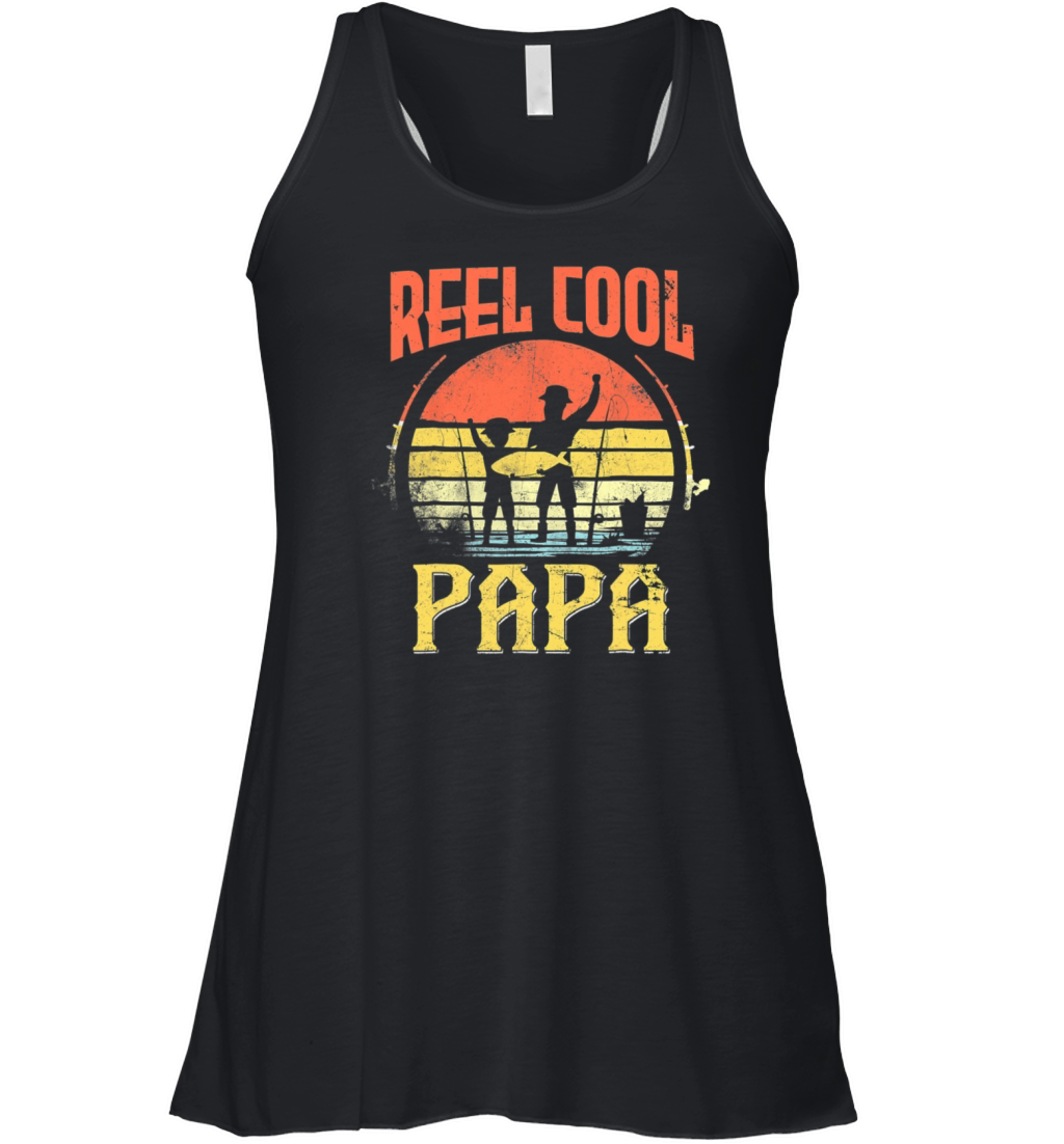 Vintage Reel Cool Papa Fishing Fisherman Father Women's Flowy Tank Top