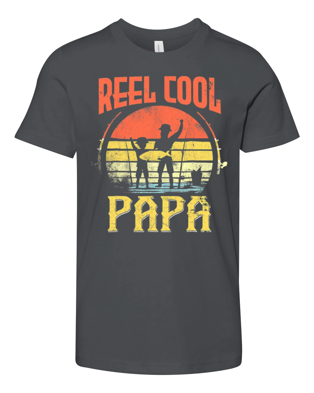 Vintage Reel Cool Papa Fishing Fisherman Father Youth Unisex Jersey Tee