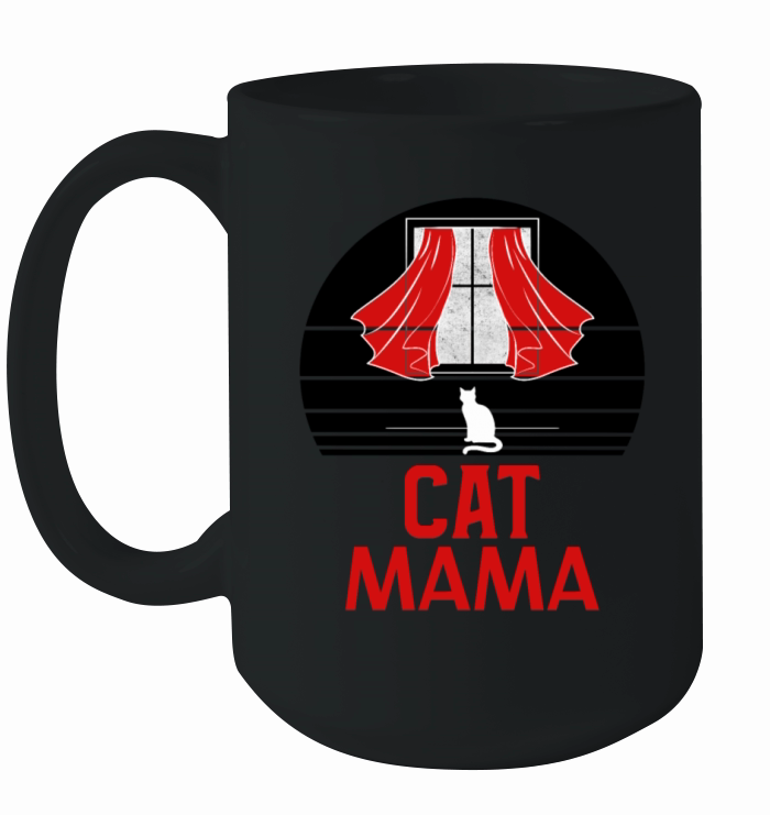 Cat Mama Retro Distressed Vintage Eighties Style Ceramic Mug