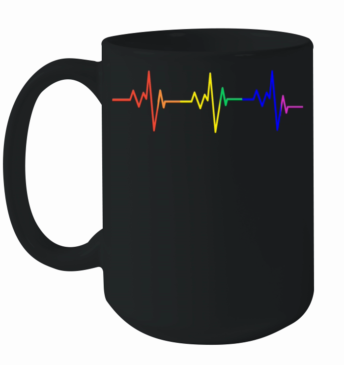 Gay Pride Heartbeat Rainbow Flag LGBT Ceramic Mug