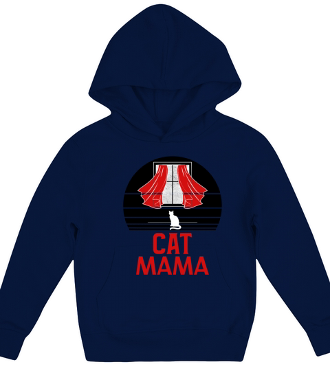 Cat Mama Retro Distressed Vintage Eighties Style Kids Hoodie