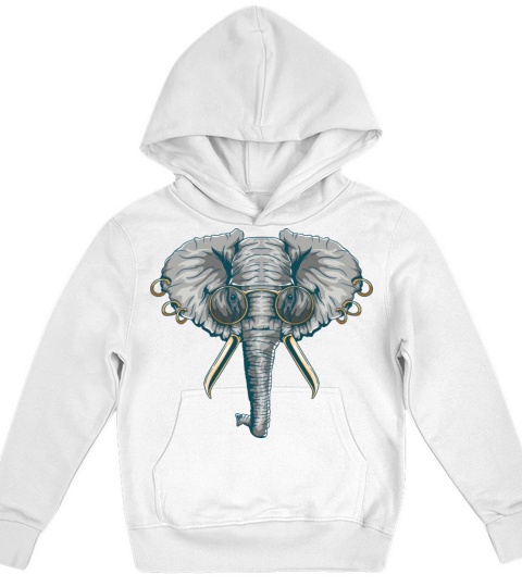 Vintage Elephant With Pierced Ears Spectacles Kids Hoodie