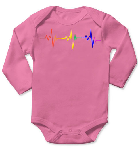 Gay Pride Heartbeat Rainbow Flag LGBT Long Sleeve Baby One-Piece