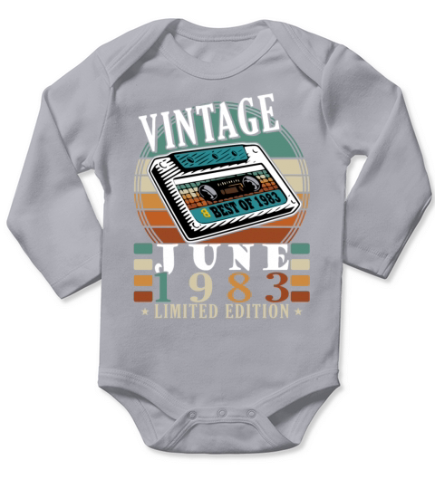 June 1983 vintage birthday gift 40 years Long Sleeve Baby One-Piece