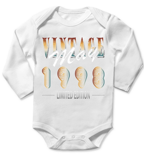May 1998 Vintage born in May 1998 Anniversary Long Sleeve Baby One-Piece