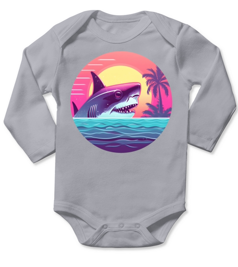 Vintage Shark Lovers Long Sleeve Baby One-Piece