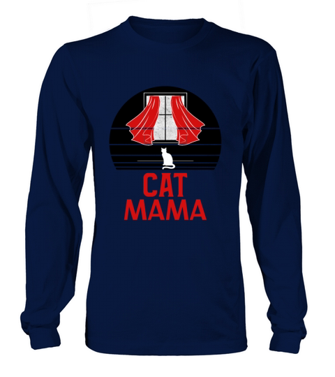 Cat Mama Retro Distressed Vintage Eighties Style Long sleeved Unisex