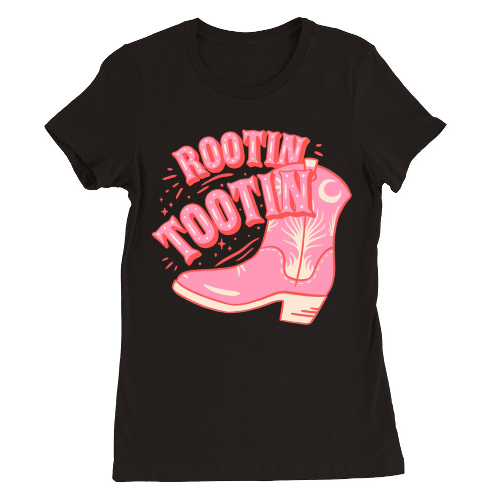 Rootin Tootin Cowboy Boot Pink Cowgirl Boots Premium Womens Crewneck T-shirt