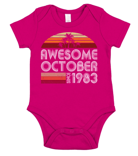40th birthday october 1983 awesome since 1983 Short Sleeve Baby One-Piece