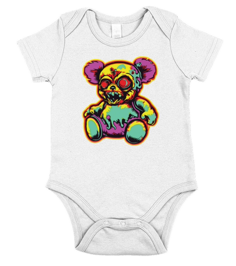 Horror Scary Bear Halloween Witchs Brew Short Sleeve Baby One-Piece